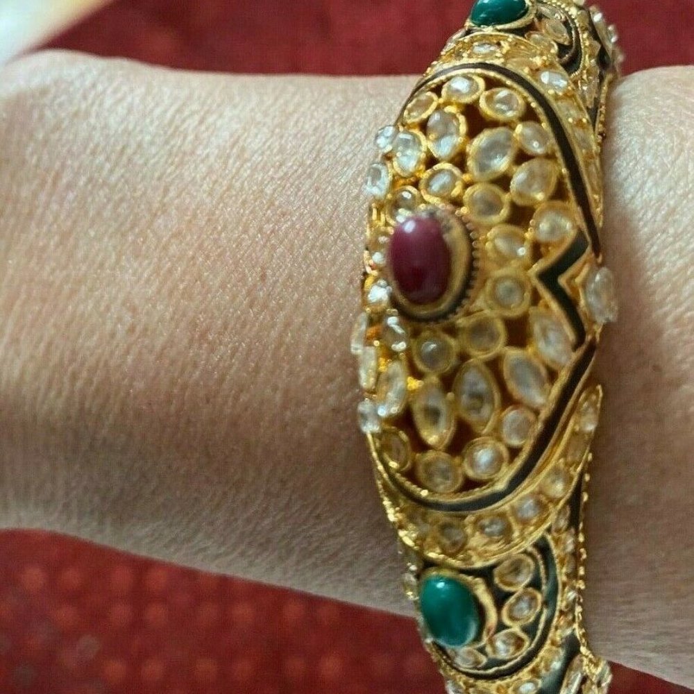 Indian Maharajah Style Yellow Gold Plated Bracelet